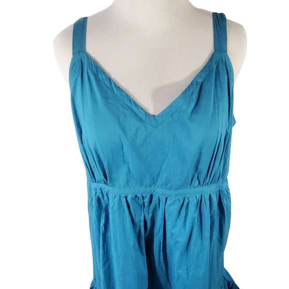Only Neccessities Vintage Summer Dress Blue with Pockets Ruffle Bottom - Picture 3 of 9